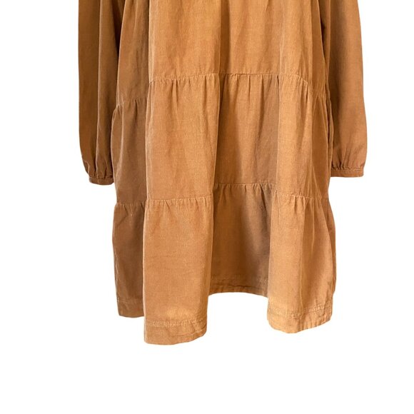 Lucky Brand Corduroy Tiered Dress Long Sleeve Knee Length Boho Prairie Western-M - Picture 4 of 13